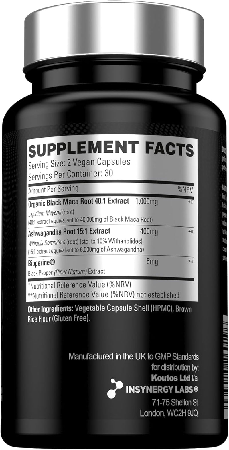 Ultra Premium 40,000MG Organic Black Maca with Ashwagandha - Maca Root Powder for Men 60 Vegan Capsules